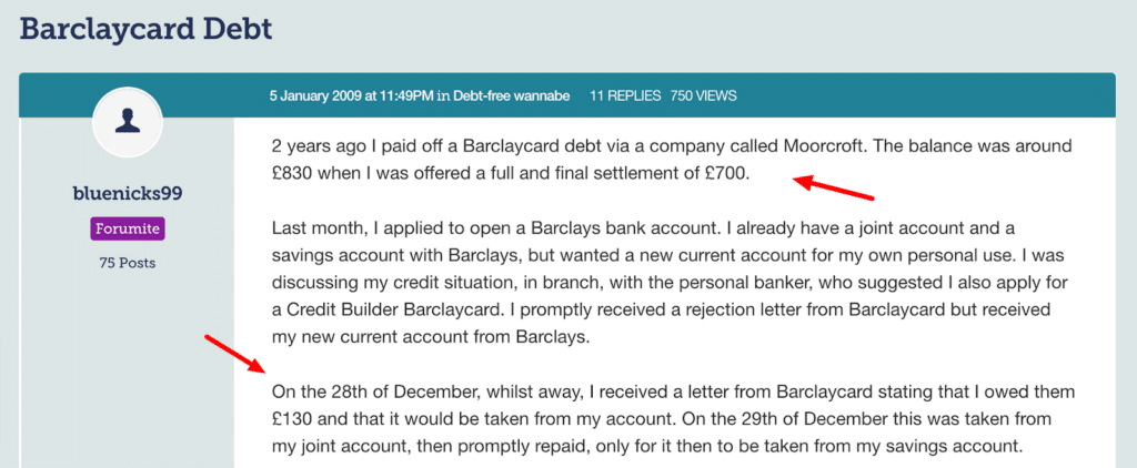 Consider a Barclaycard debt settlement offer