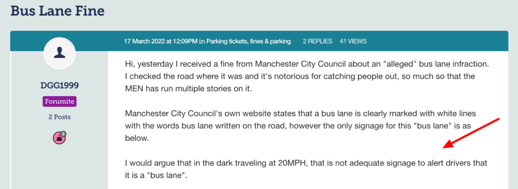 Good excuses to appeal a Manchester bus lane fine