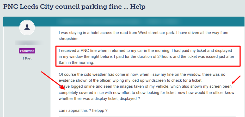 How do you appeal a Leeds parking ticket