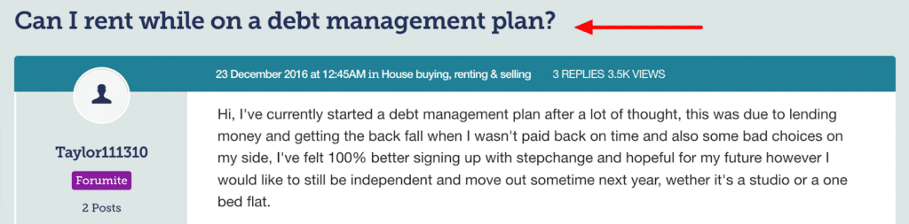 Can I rent with Debt Management Plan